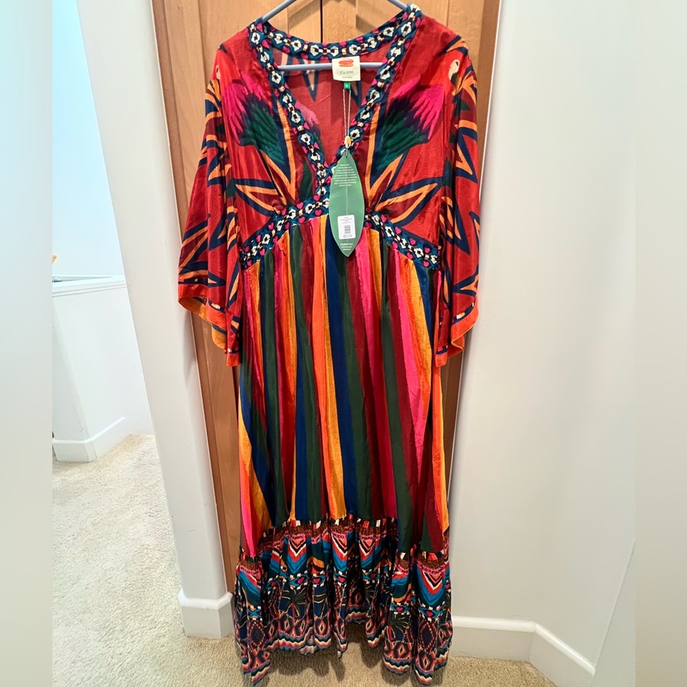 Farm Rio Macaw Show Maxi Dress NWT
